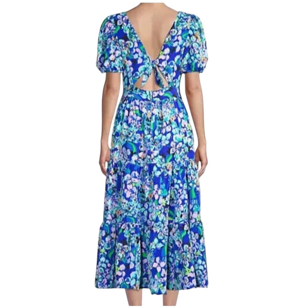 Lilly Pulitzer Grace Short Sleeve Midi Dress Blue Grotto Twilight Tropics 12 NWT - Picture 9 of 9